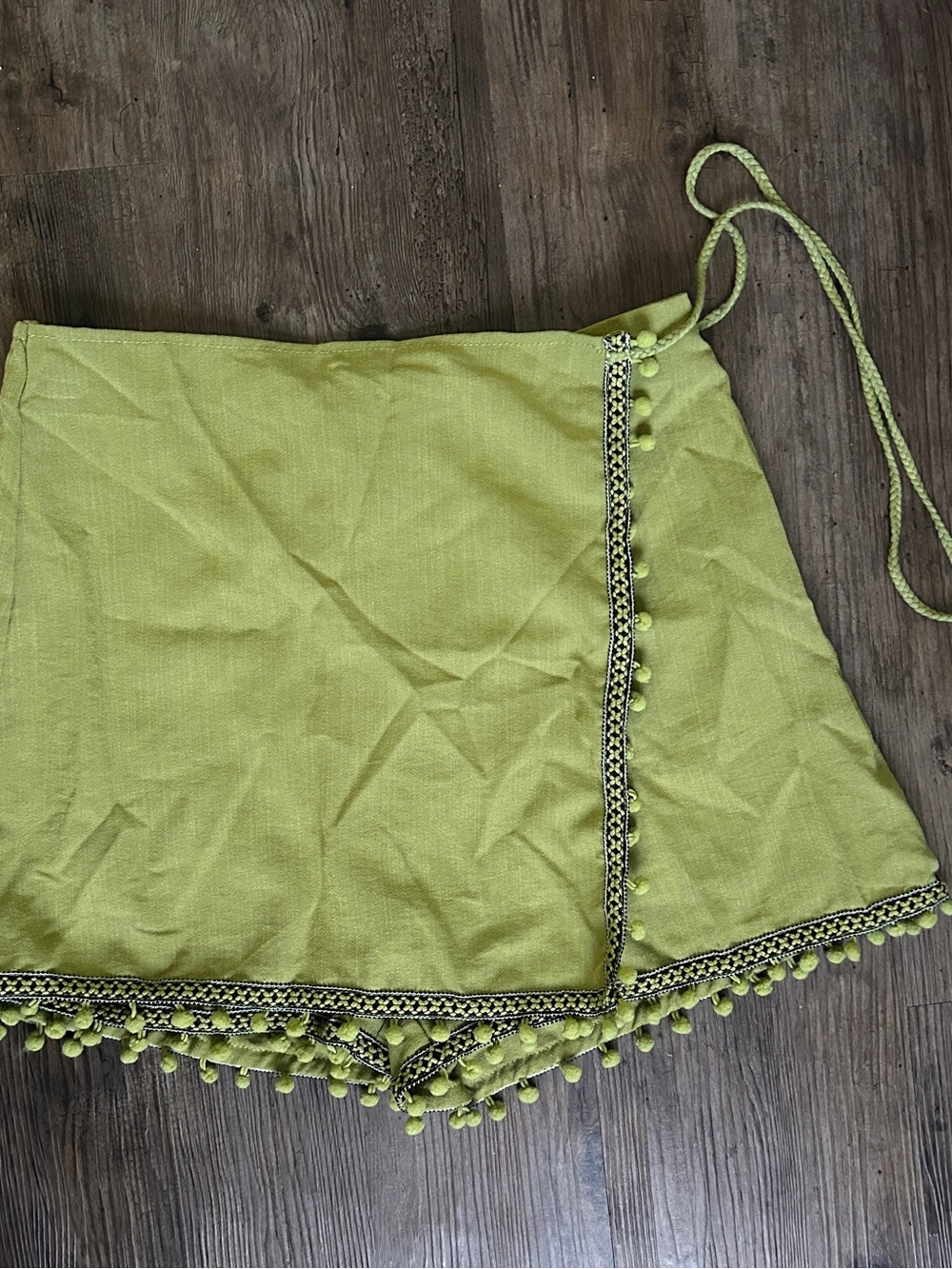Pom Pom Trim Wrap Skirt